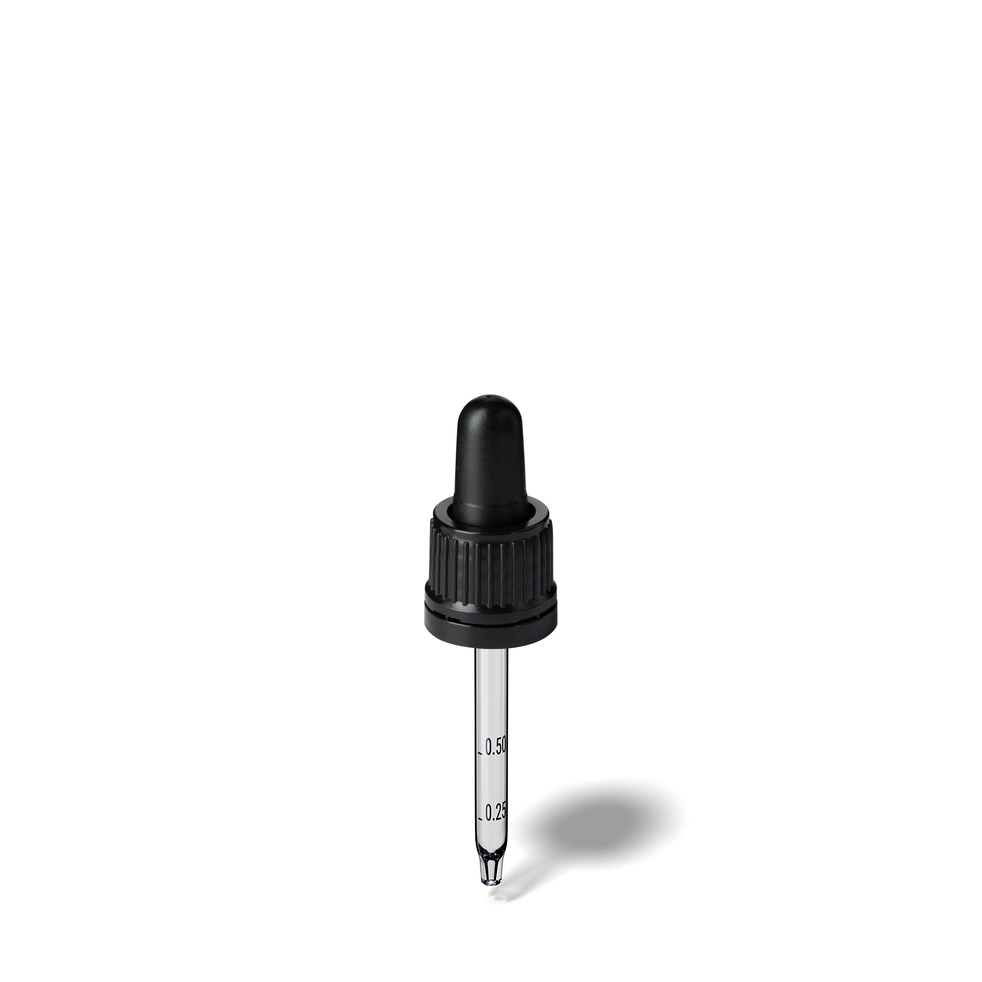 Oswego Pipette, TE, DIN18, black, TPEs, dose 0.7 ml, conical tip (Orion 15) grad. b-A01