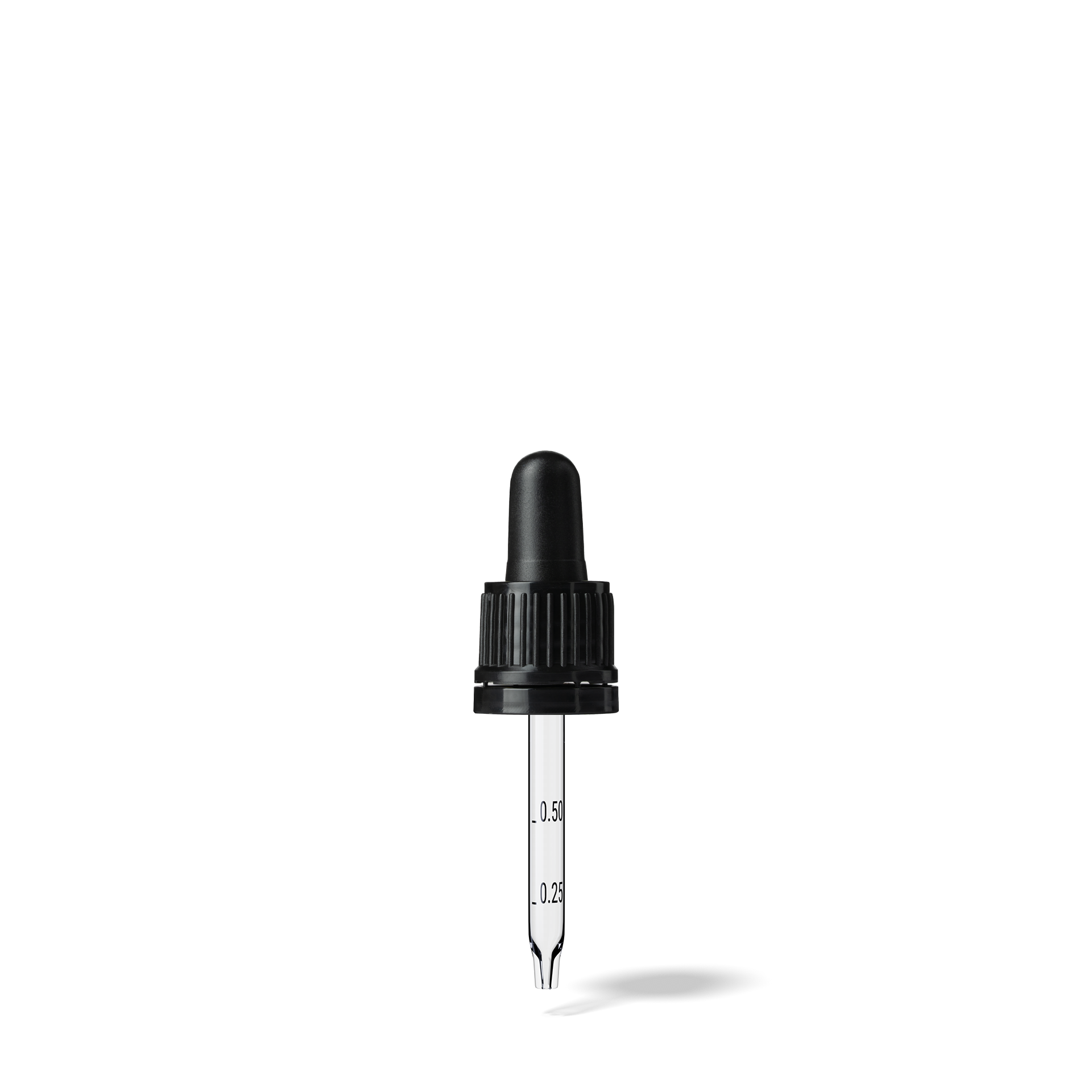 Oswego Pipette, TE, DIN18, black, TPEs, dose 0.7 ml, conical tip (Orion 15) grad. b-A01