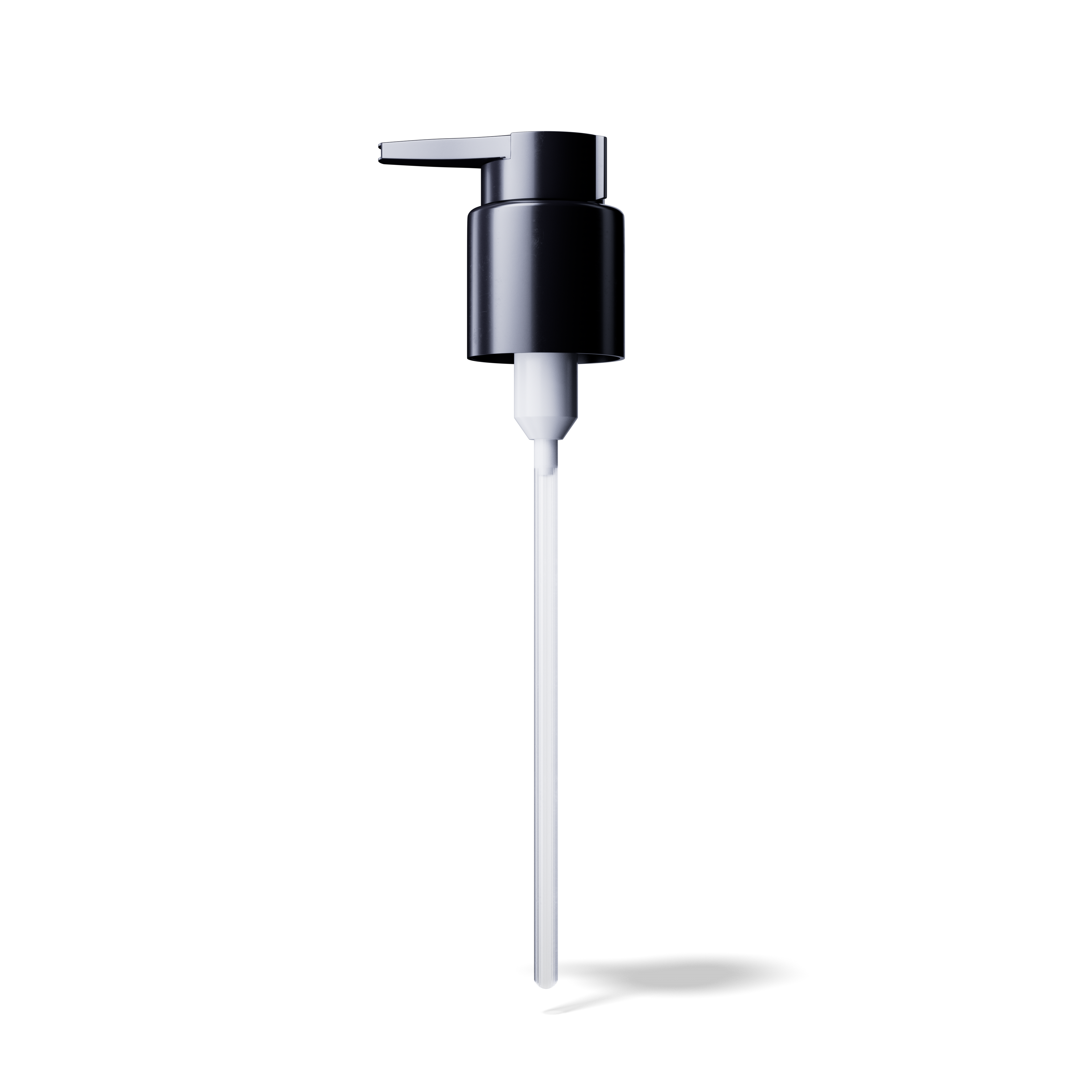 Lotion pump Extended Nozzle 24/410, PP, black, smooth, dose 0.50ml, security clip (LUN150/CAP150)