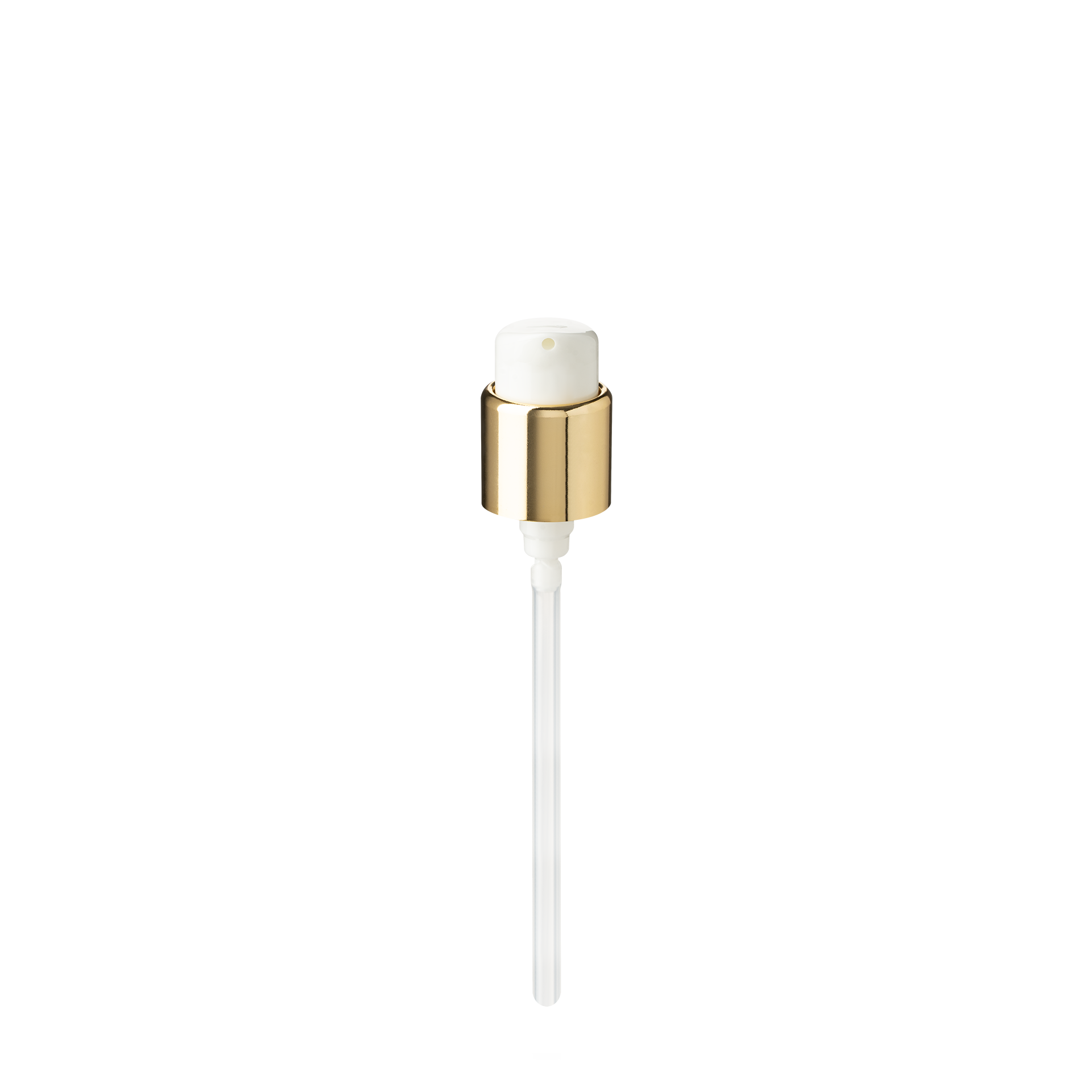 Lotion pump Metropolitan 18/400, PP/metal, gold shiny collar, dose 0.15ml, twist-lock (Alhena 30)