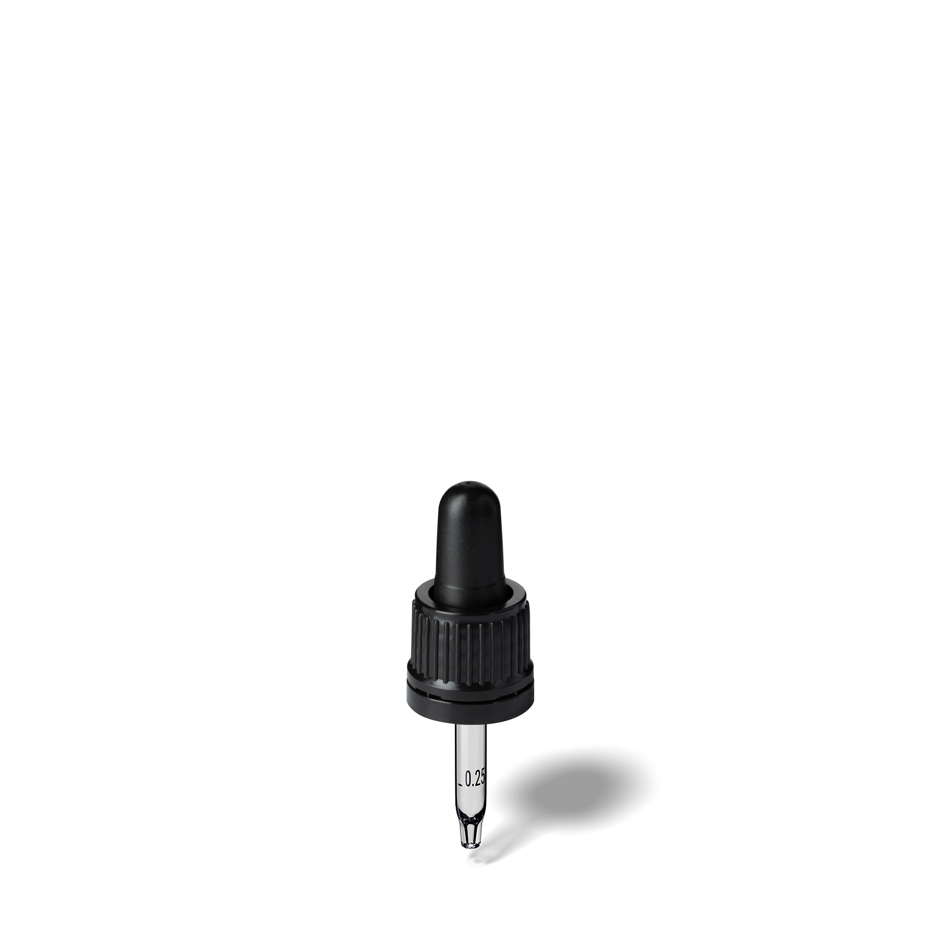 Oswego Pipette, TE, DIN18, black, TPEs, dose 0.7 ml, conical tip (Orion 5) grad. b-A01
