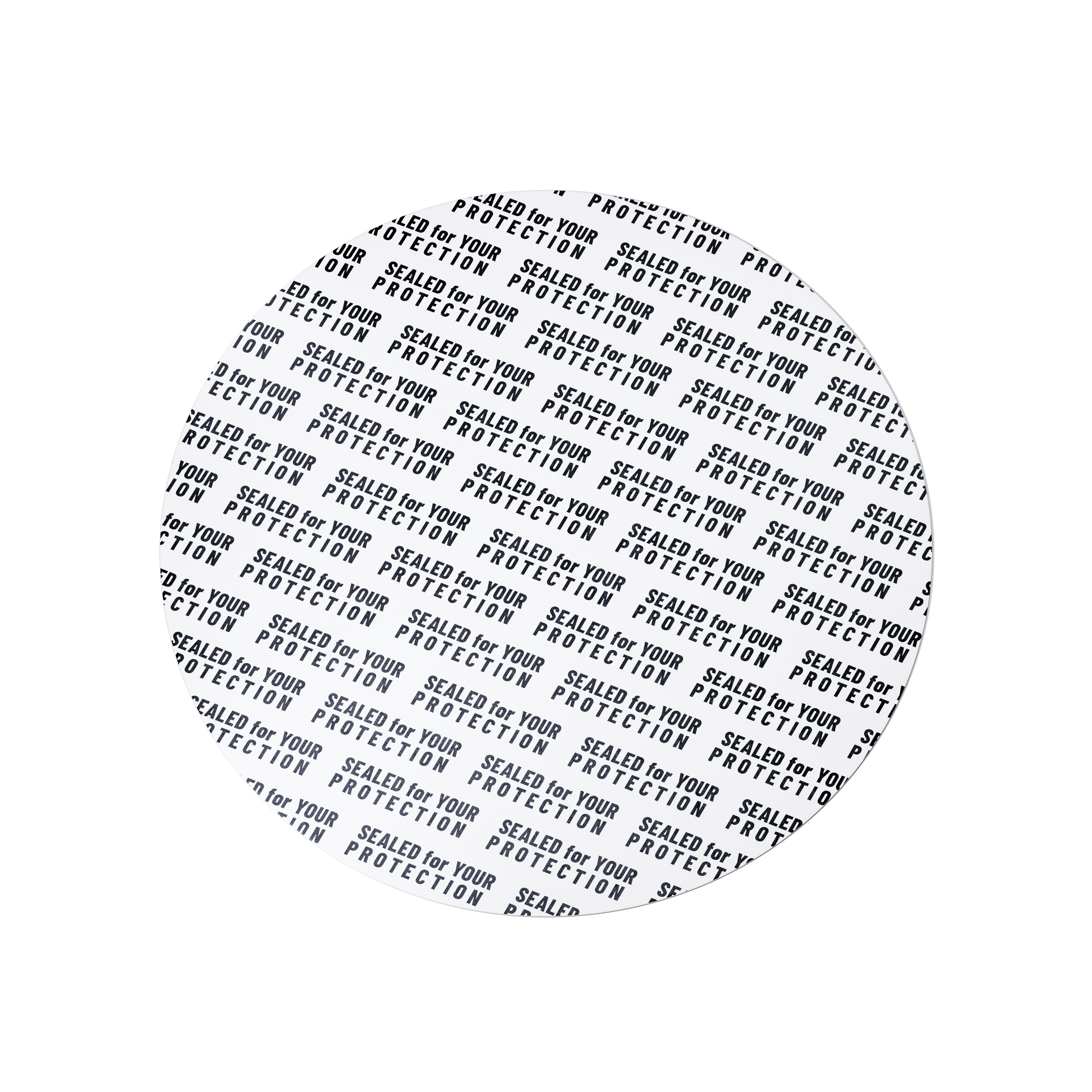 Pressure sensitive seal, 83mm, white, black text (Eris 240), only applicable for dry goods   