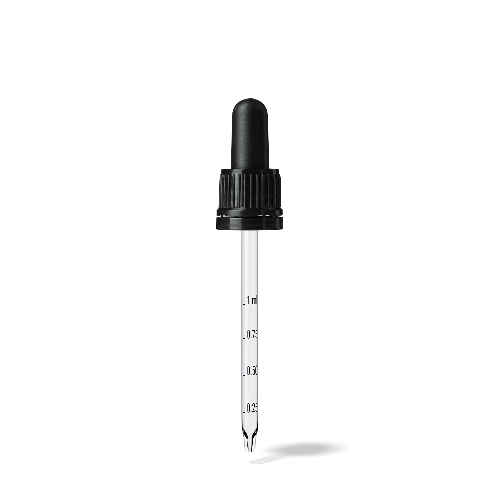 Oswego Pipette, TE, DIN18, black, TPEs, dose 1.0 ml, conical tip (Orion 50/60-106) grad. b-A02