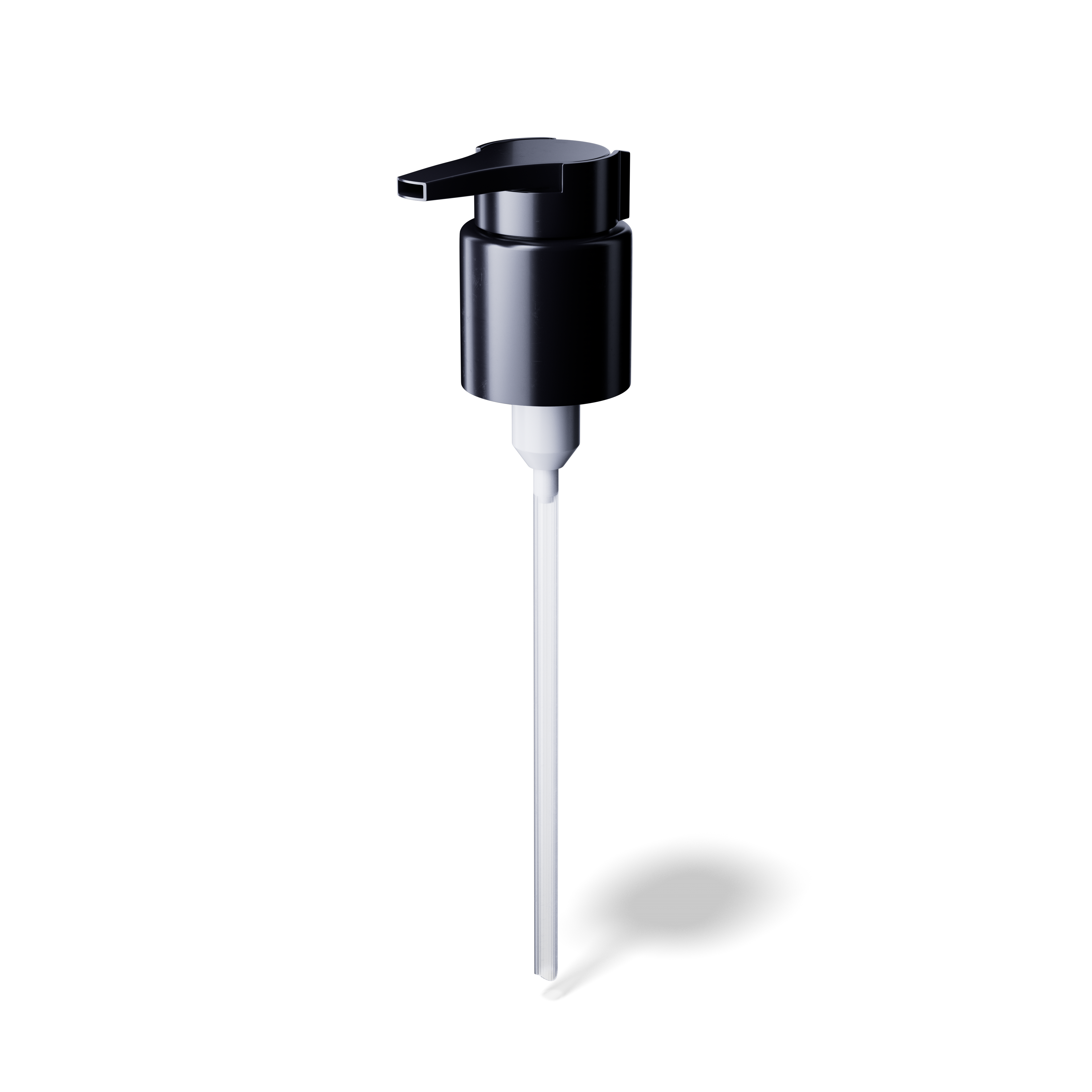 Lotion pump Extended Nozzle 24/410, PP, black, smooth, dose 0.50ml, security clip (LUN150/CAP150)