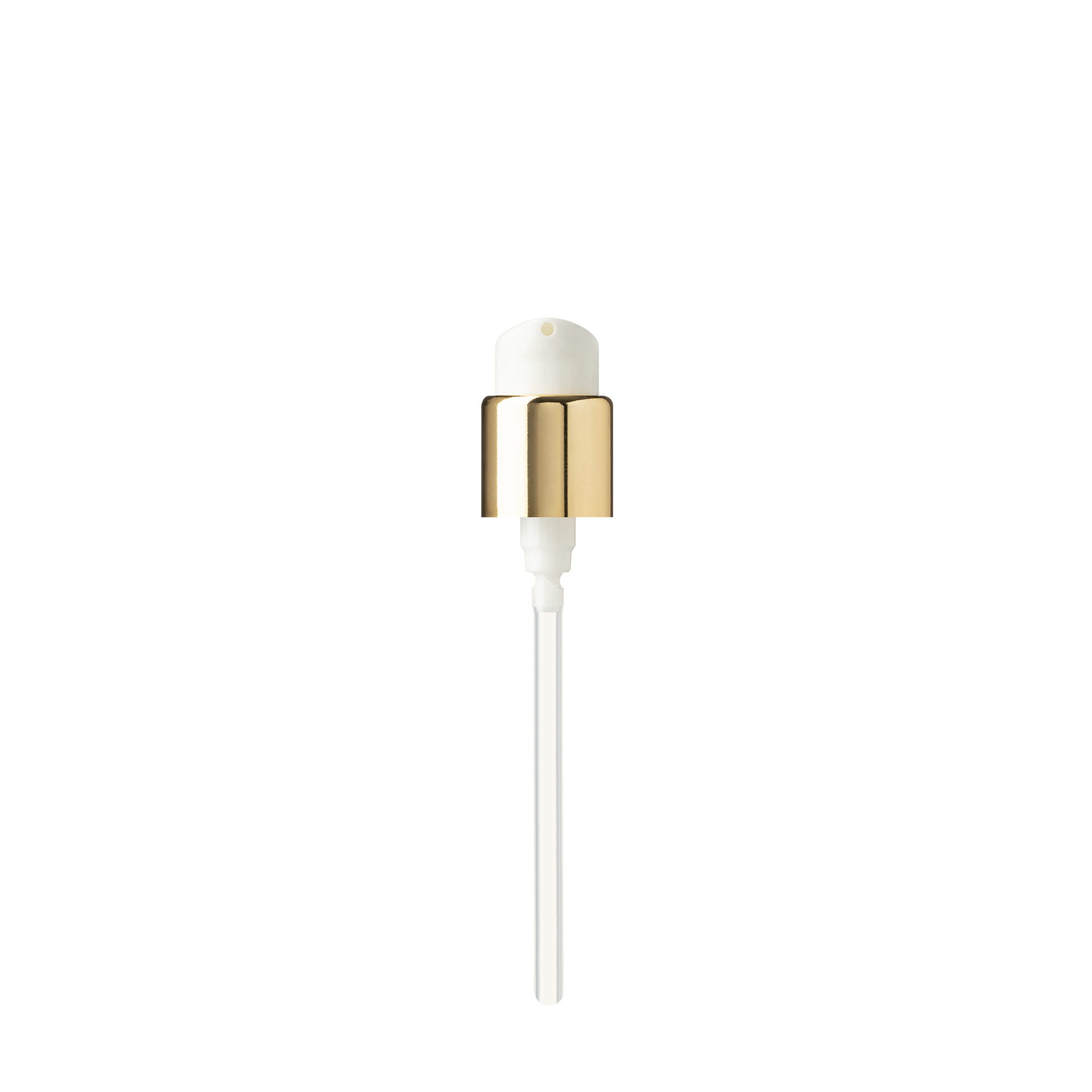 Lotion pump Metropolitan 18/400, PP/metal, gold shiny collar, dose 0.15ml, twist-lock (Lynx 15)