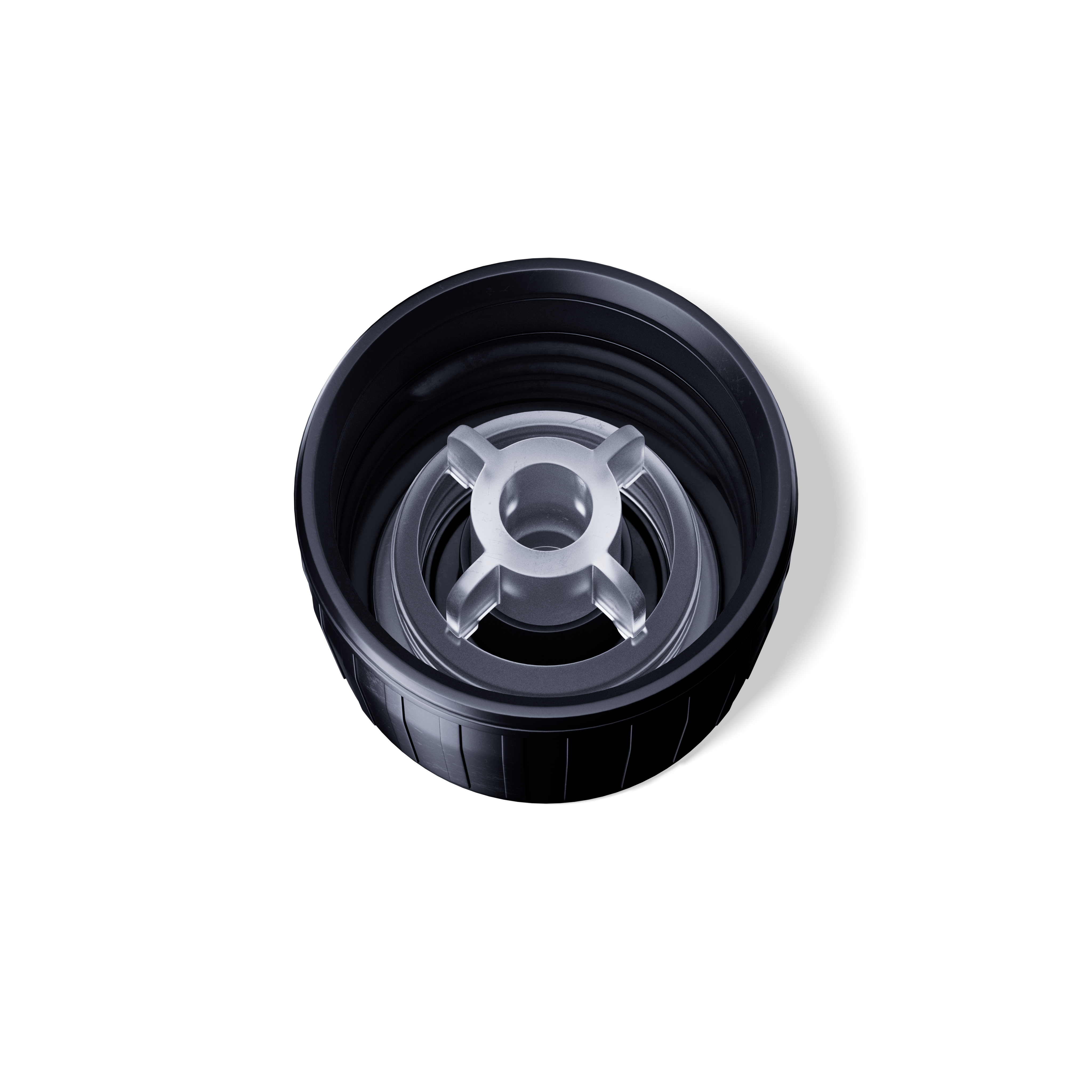 Screw cap tamper evident PP28, III, PP, black, ribbed, pourer PELD (Aquarius)
