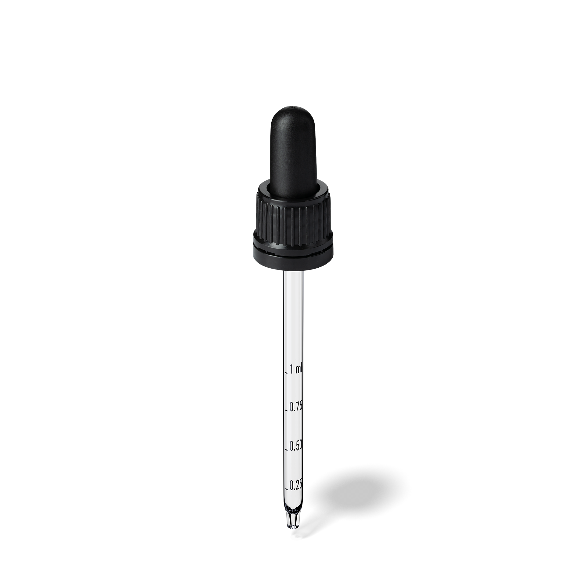 Oswego Pipette, TE, DIN18, black, TPEs, dose 1.0 ml, conical tip (Orion 60-111) grad. b-A02