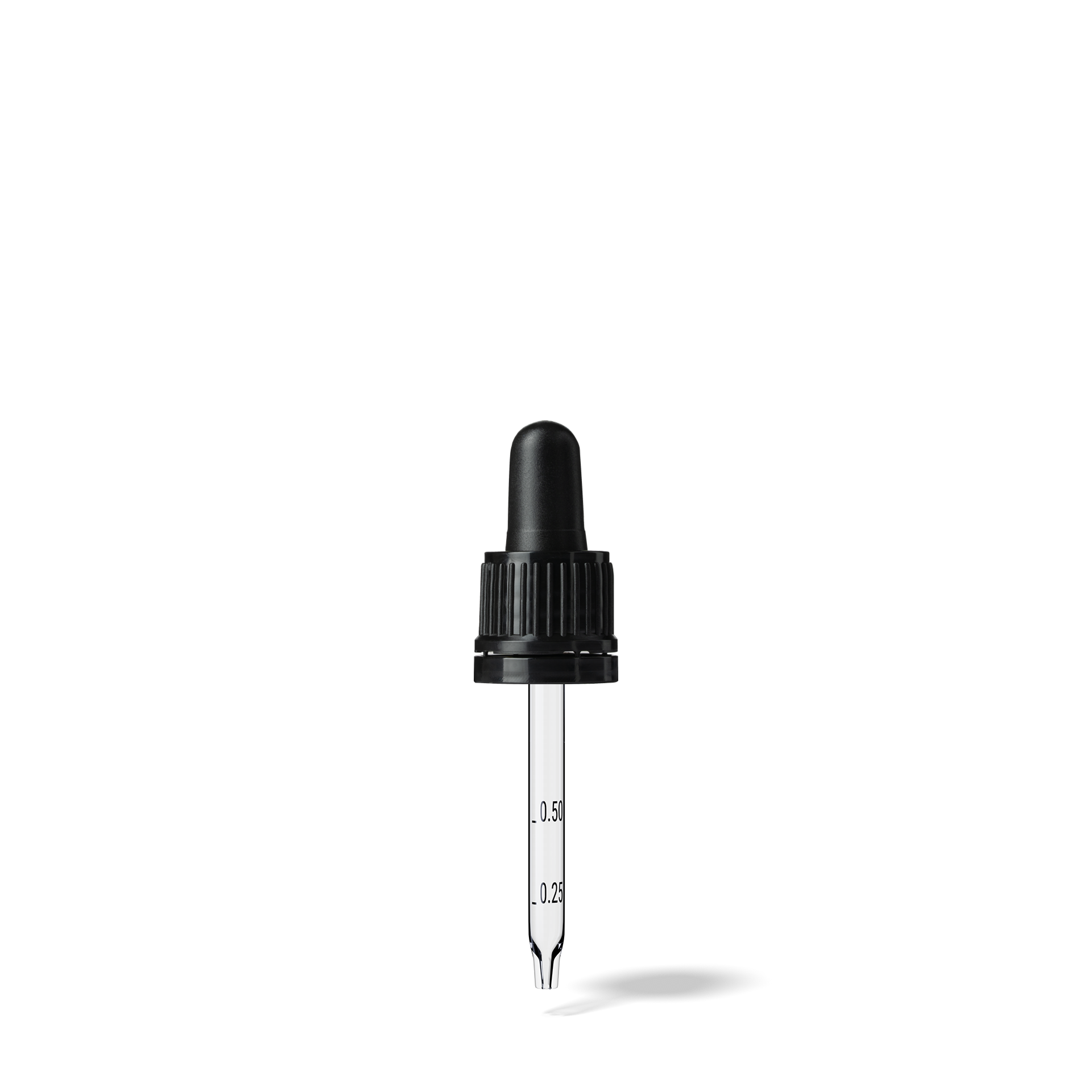 Oswego Pipette, TE, DIN18, black, TPEs, dose 0.7 ml, conical tip (Orion 20) grad. b-A01