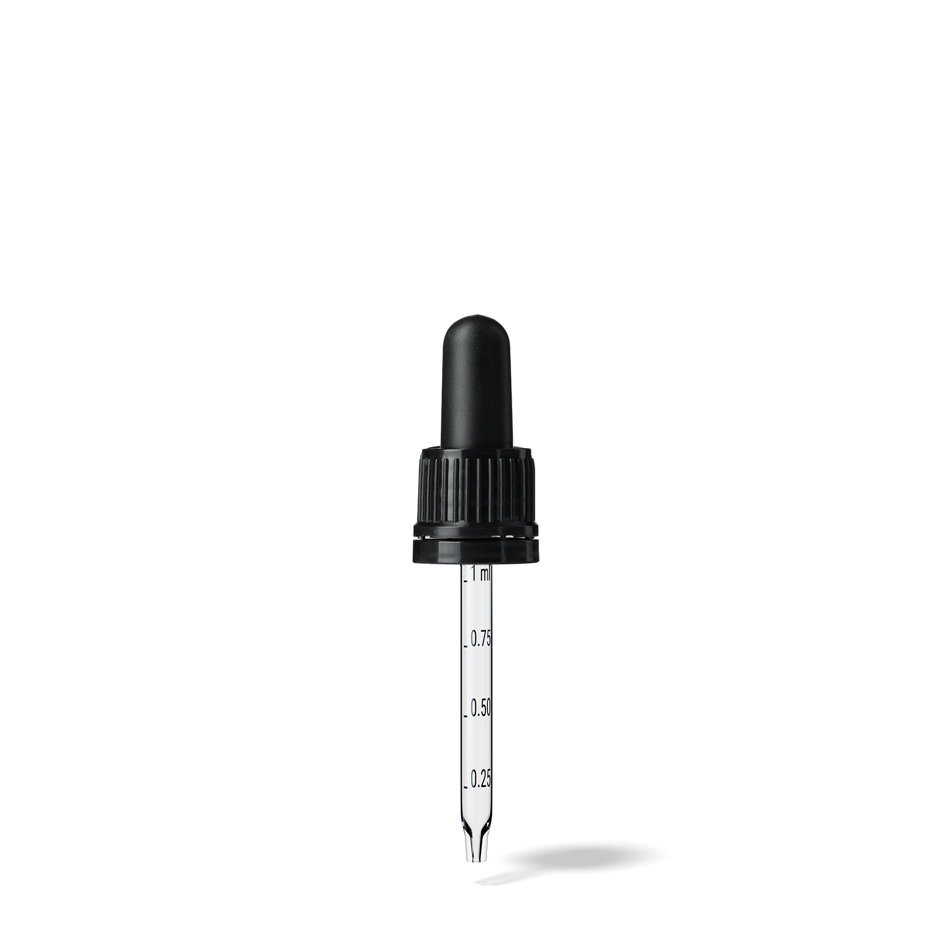 Oswego Pipette, TE, DIN18, black, TPEs, dose 1.0 ml, conical tip (Orion 30) grad. b-A02