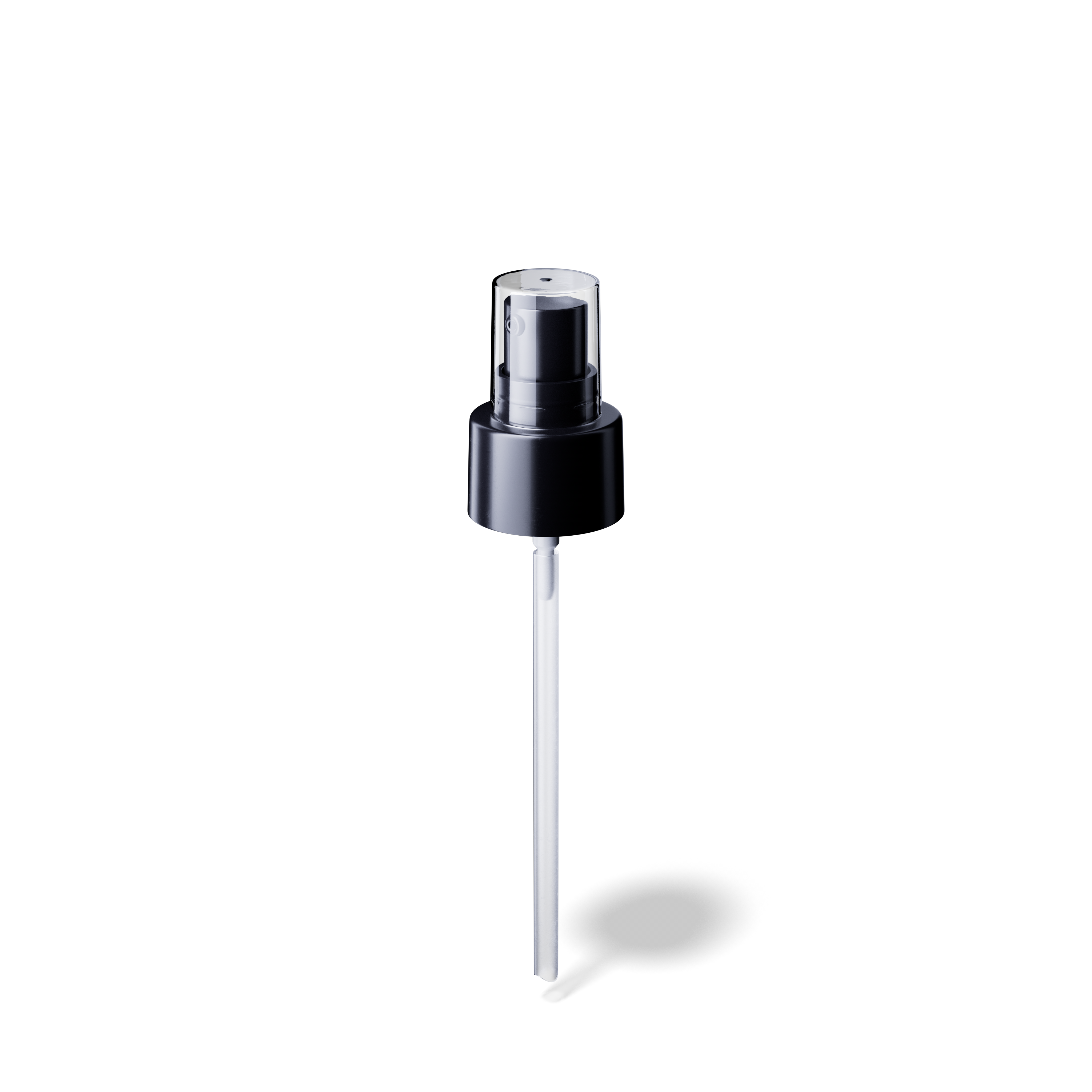 Neva Pump cap, 24/410, PP black, dose 0.19 ml, transparent overcap (Virgo 100)