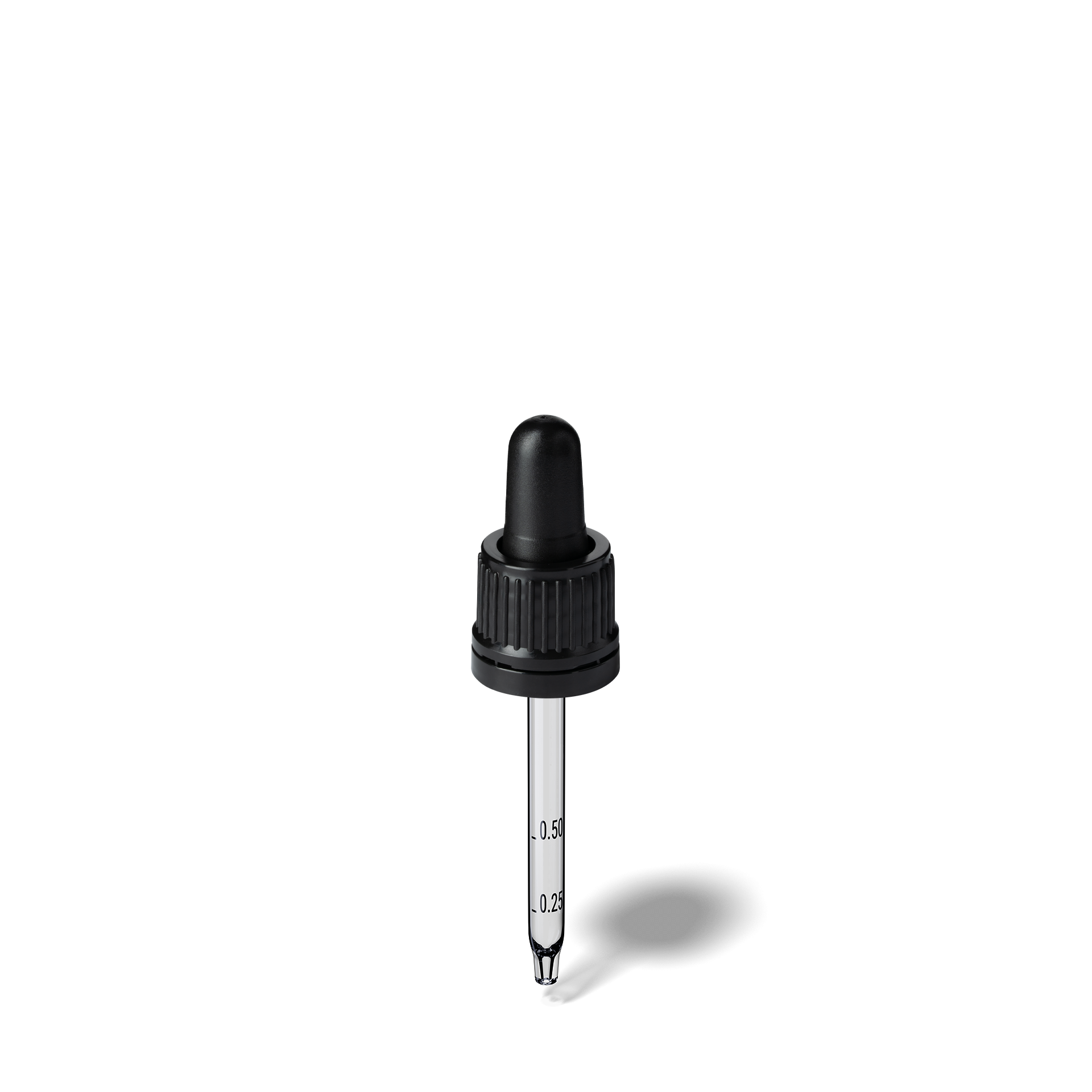 Oswego Pipette, TE, DIN18, black, TPEs, dose 0.7 ml, conical tip (Orion 20) grad. b-A01