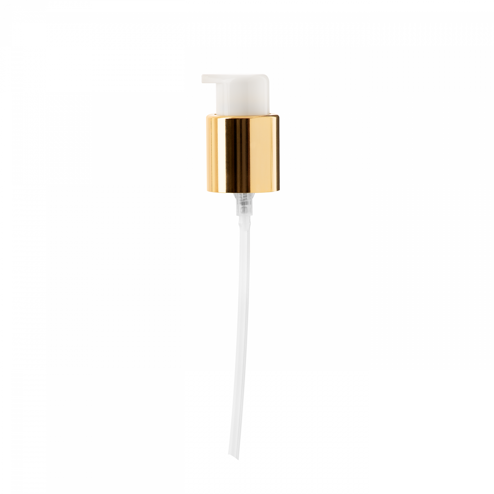Lotion pump PZL 24/410, PP/metal, gold shiny collar, dose 0.25ml, twist-lock (Draco 120)