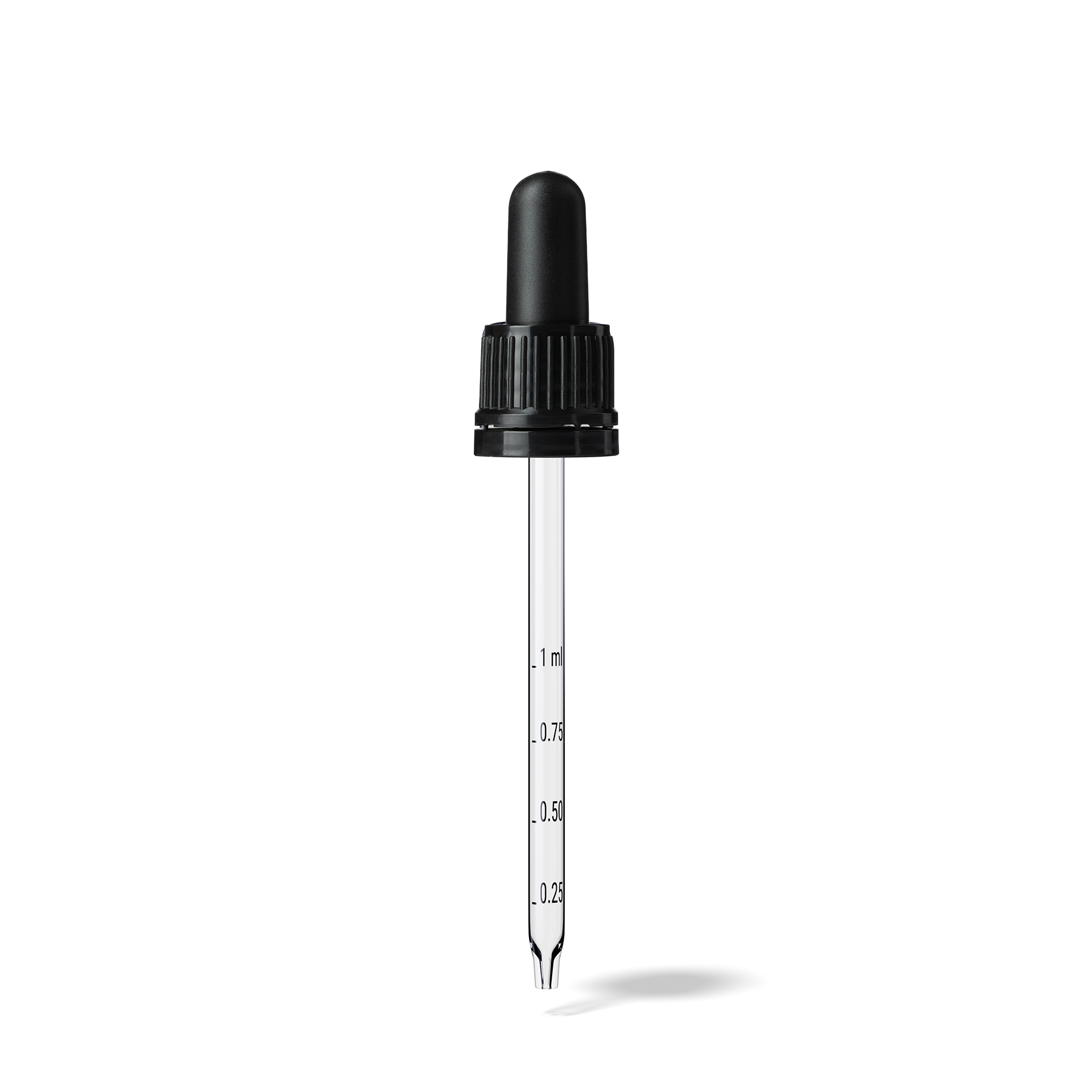 Oswego Pipette, TE, DIN18, black, TPEs, dose 1.0 ml, conical tip (Orion 60-111) grad. b-A02