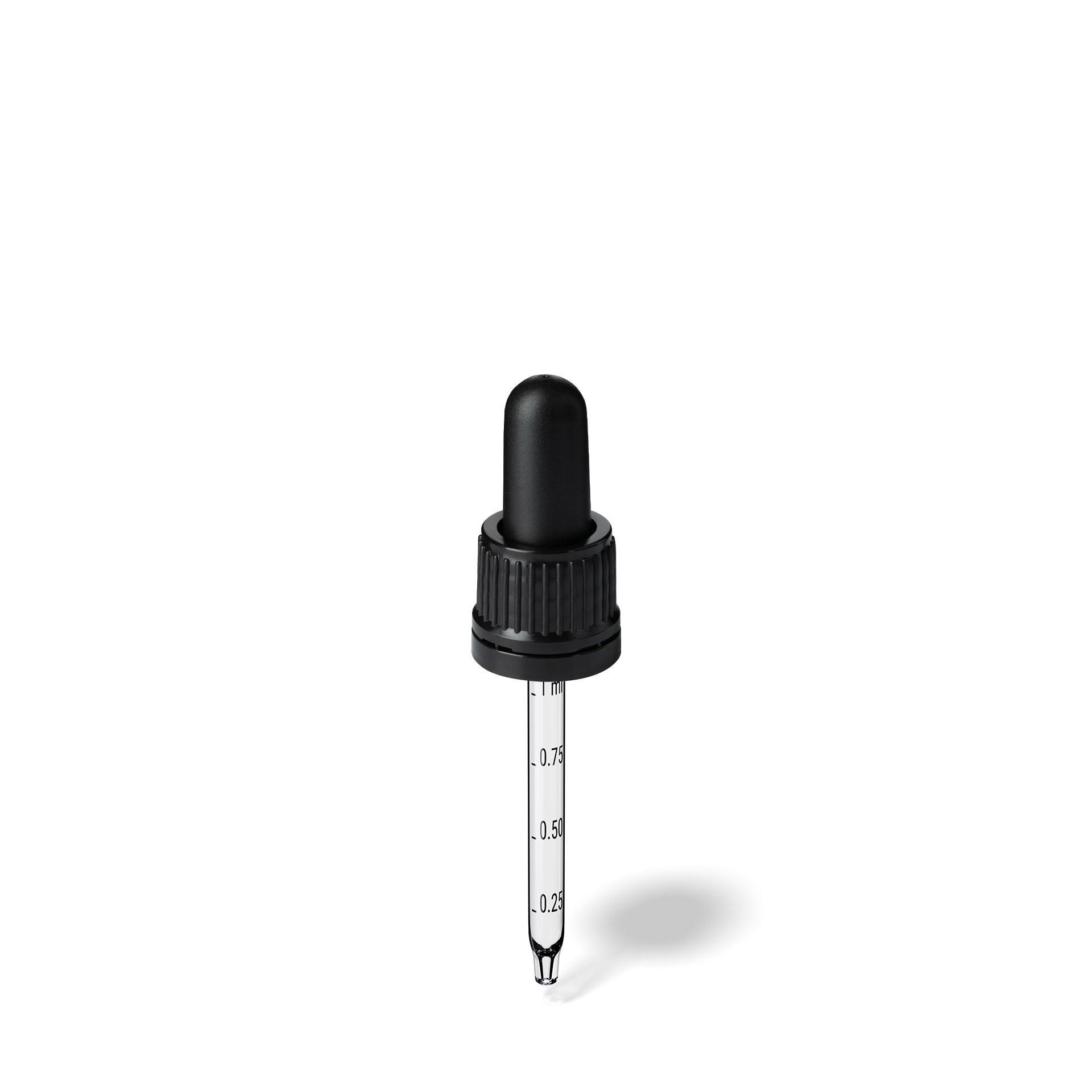 Oswego Pipette, TE, DIN18, black, TPEs, dose 1.0 ml, conical tip (Orion 30) grad. b-A02