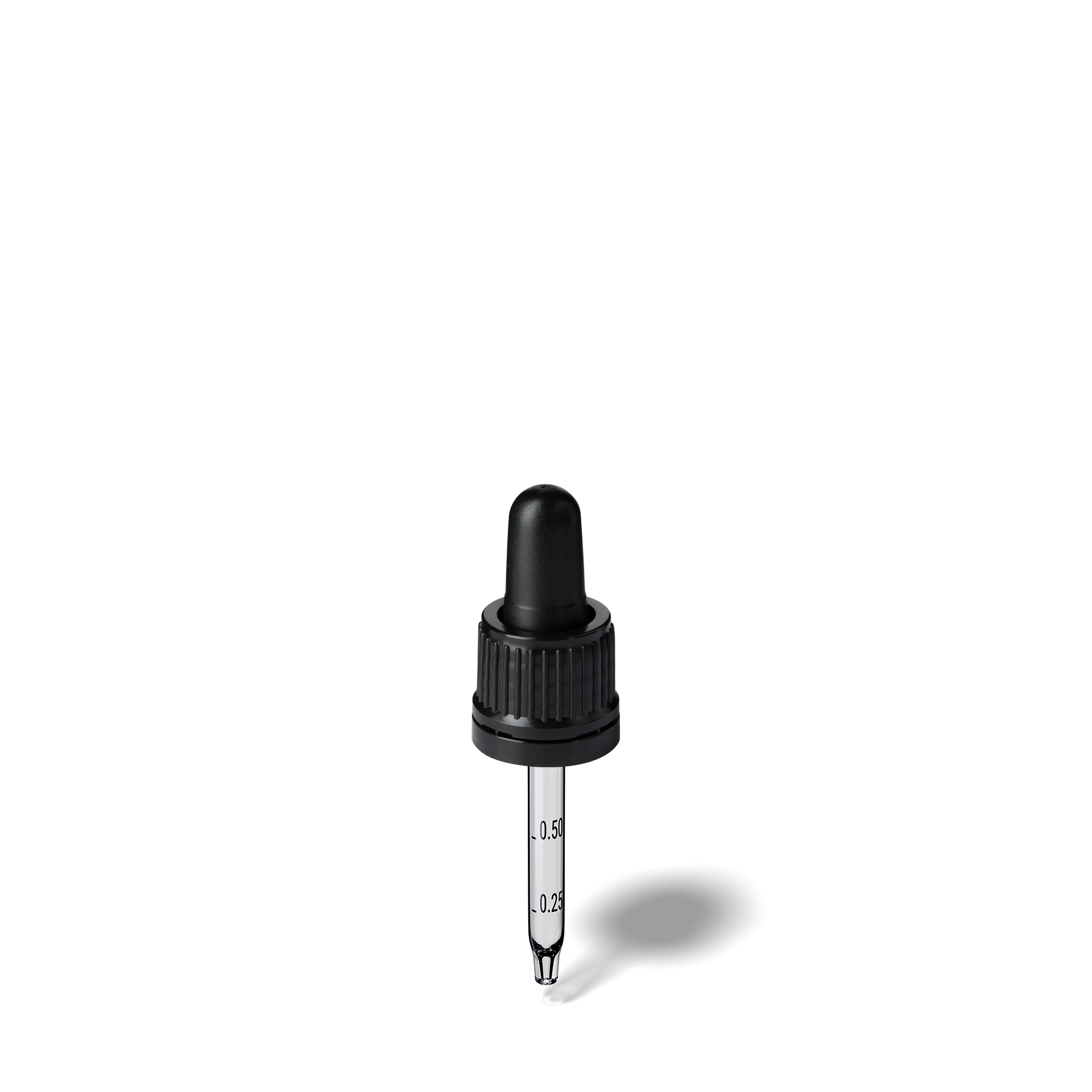 Oswego Pipette, TE, DIN18, black, TPEs, dose 0.7 ml, conical tip (Orion 10) grad. b-A01